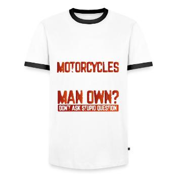 Wie Viele Motorräder Kann Ein Mann - Männer Kontrast-T-Shirt - Weiß/Schwarz - Vorne - AI Model Female 172 light (172cm) & AI Model Male 178 dark (178cm)