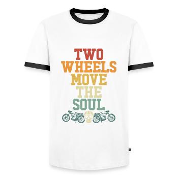 Zwei Räder Bewegen Die Seele - Männer Kontrast-T-Shirt - Weiß/Schwarz - Vorne - AI Model Female 172 light (172cm) & AI Model Male 178 dark (178cm)