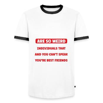 Les chiens sont si étranges - T-shirt contrasté Homme - blanc/noir - Devant - AI Model Female 172 light (172cm) & AI Model Male 178 dark (178cm)