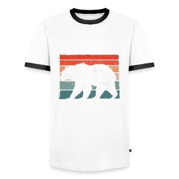 Bear in Vintage Retro - Men's Ringer Shirt - white/black - Front - AI Model Female 172 light (172cm) & AI Model Male 178 dark (178cm)