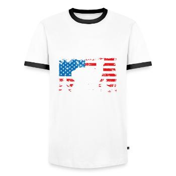 America is incredible - Men's Ringer Shirt - white/black - Front - AI Model Female 172 light (172cm) & AI Model Male 178 dark (178cm)