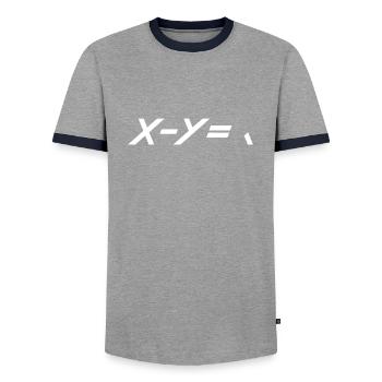 Formules mathématiques X et Y - T-shirt contrasté Homme - gris/marine  - Devant - AI Model Female 172 light (172cm) & AI Model Male 178 light (178cm)