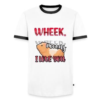 Je t’aime les cobayes - T-shirt contrasté Homme - blanc/noir - Devant - AI Model Female 172 light (172cm) & AI Model Male 178 dark (178cm)