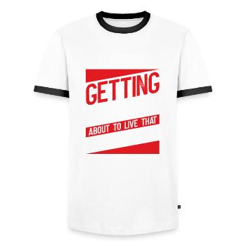 Living with a woman - Men's Ringer Shirt - white/black - Front - AI Model Female 172 light (172cm) & AI Model Male 178 dark (178cm)