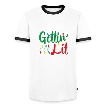 Bougies de Noël légères - T-shirt contrasté Homme - blanc/noir - Devant - AI Model Female 172 light (172cm) & AI Model Male 178 dark (178cm)