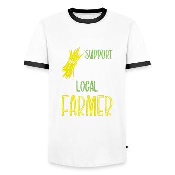 Support your local farmer - Men's Ringer Shirt - white/black - Front - AI Model Female 172 light (172cm) & AI Model Male 178 dark (178cm)