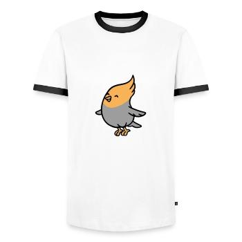 Parrot will poop on everything - Men's Ringer Shirt - white/black - Front - AI Model Female 172 light (172cm) & AI Model Male 178 dark (178cm)