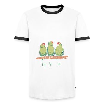 Parrots are great - Men's Ringer Shirt - white/black - Front - AI Model Female 172 light (172cm) & AI Model Male 178 dark (178cm)