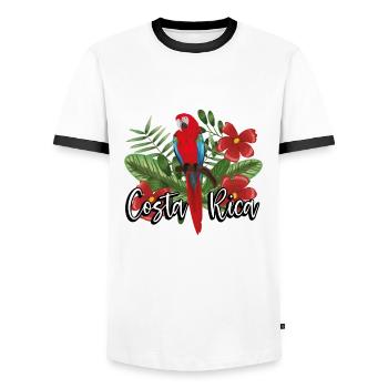 White parrot from Costa Rica - Men's Ringer Shirt - white/black - Front - AI Model Female 172 light (172cm) & AI Model Male 178 dark (178cm)