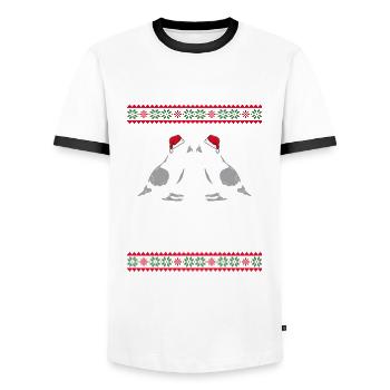 I dream of parrot Christmas - Men's Ringer Shirt - white/black - Front - AI Model Female 172 light (172cm) & AI Model Male 178 dark (178cm)
