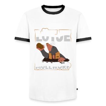Lütje Mullworp - T-shirt contrasté Homme - blanc/noir - Devant - AI Model Female 172 light (172cm) & AI Model Male 178 dark (178cm)