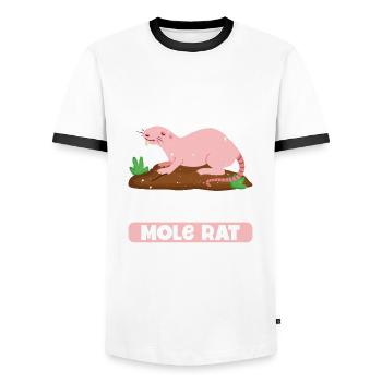 C’est mon costume de rat-taupe nu - T-shirt contrasté Homme - blanc/noir - Devant - AI Model Female 172 light (172cm) & AI Model Male 178 dark (178cm)