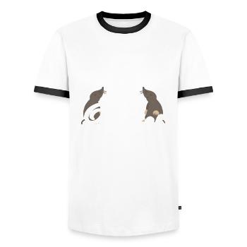 La vie est meilleure avec les taupes - T-shirt contrasté Homme - blanc/noir - Devant - AI Model Female 172 light (172cm) & AI Model Male 178 dark (178cm)