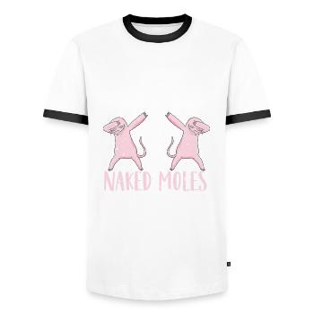 Deux taupes nues - T-shirt contrasté Homme - blanc/noir - Devant - AI Model Female 172 light (172cm) & AI Model Male 178 dark (178cm)