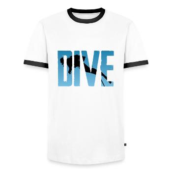 Plongée plongeuse - T-shirt contrasté Homme - blanc/noir - Devant - AI Model Female 172 light (172cm) & AI Model Male 178 dark (178cm)