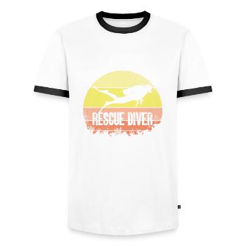 Plongeur sauveteur - T-shirt contrasté Homme - blanc/noir - Devant - AI Model Female 172 light (172cm) & AI Model Male 178 dark (178cm)