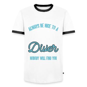 Soyez toujours gentil avec un plongeur - T-shirt contrasté Homme - blanc/noir - Devant - AI Model Female 172 light (172cm) & AI Model Male 178 dark (178cm)