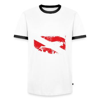 Allez en profondeur ou n’allez pas - T-shirt contrasté Homme - blanc/noir - Devant - AI Model Female 172 light (172cm) & AI Model Male 178 dark (178cm)