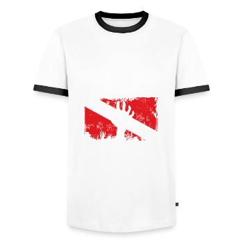 Les zombies ne peuvent pas apprendre à nager, - T-shirt contrasté Homme - blanc/noir - Devant - AI Model Female 172 light (172cm) & AI Model Male 178 dark (178cm)