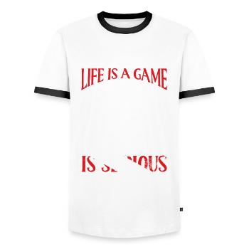La vie est une plongée sous-marine - T-shirt contrasté Homme - blanc/noir - Devant - AI Model Female 172 light (172cm) & AI Model Male 178 dark (178cm)