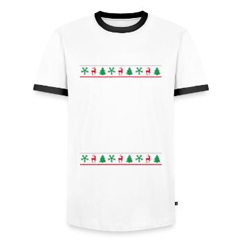 Jeu de fléchettes à Noël - T-shirt contrasté Homme - blanc/noir - Devant - AI Model Female 172 light (172cm) & AI Model Male 178 dark (178cm)