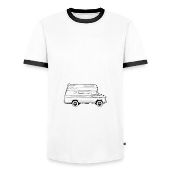 Ich Kann Nicht, Ich Muss Campen Gehen - Männer Kontrast-T-Shirt - Weiß/Schwarz - Vorne - AI Model Female 172 light (172cm) & AI Model Male 178 dark (178cm)