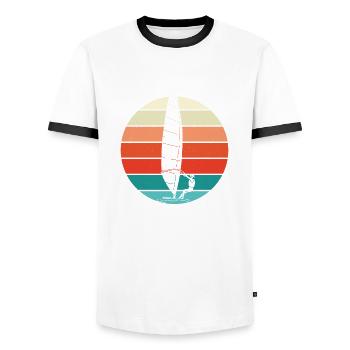 Windsurfer blanc vintage - T-shirt contrasté Homme - blanc/noir - Devant - AI Model Female 172 light (172cm) & AI Model Male 178 dark (178cm)