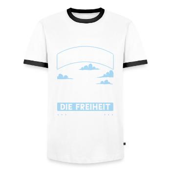 Erleben Sie Freiheit Mit Wind Und Wellen - Männer Kontrast-T-Shirt - Weiß/Schwarz - Vorne - AI Model Female 172 light (172cm) & AI Model Male 178 dark (178cm)
