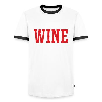 Wine, why not - Men's Ringer Shirt - white/black - Front - AI Model Female 172 light (172cm) & AI Model Male 178 dark (178cm)