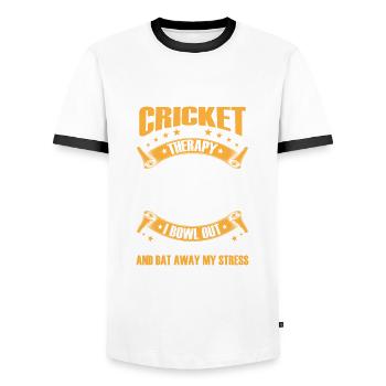 Cricket Das Einzige Spiel - Männer Kontrast-T-Shirt - Weiß/Schwarz - Vorne - AI Model Female 172 light (172cm) & AI Model Male 178 dark (178cm)