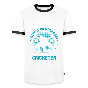 The heart of a cricketer - Men's Ringer Shirt - white/black - Front - AI Model Female 172 light (172cm) & AI Model Male 178 dark (178cm)