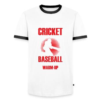 Cricket, Der Sport, Der Baseball - Männer Kontrast-T-Shirt - Weiß/Schwarz - Vorne - AI Model Female 172 light (172cm) & AI Model Male 178 dark (178cm)