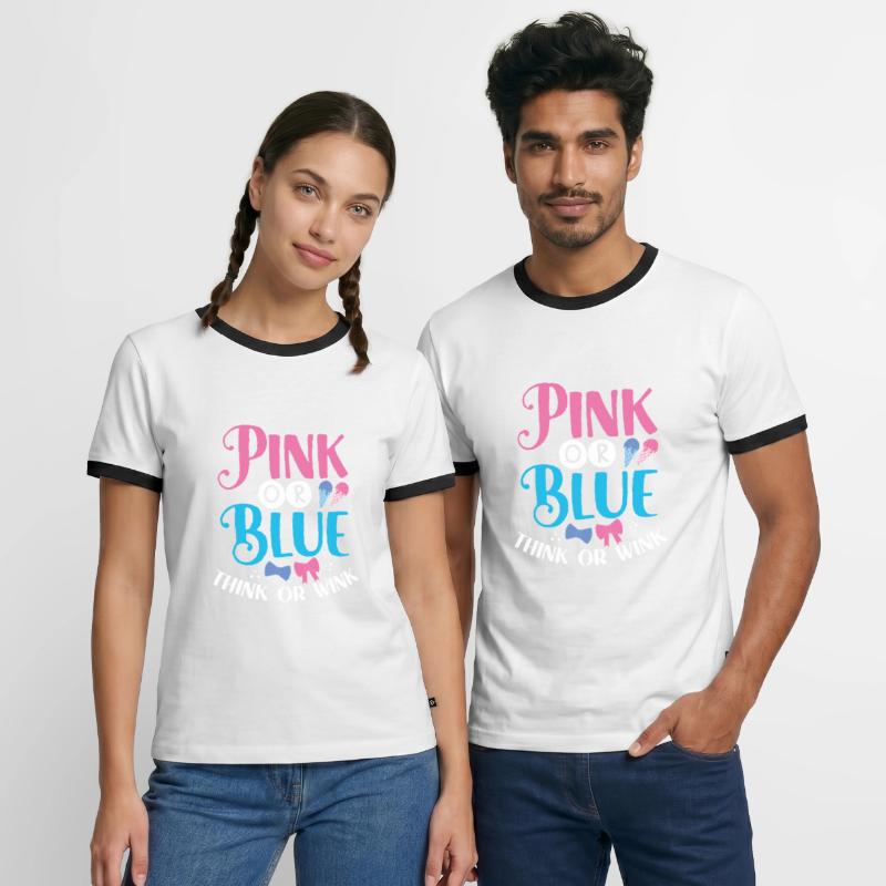 Rosa Oder Blau Denken Oder Zwinkern Männer Kontrast-T-Shirt