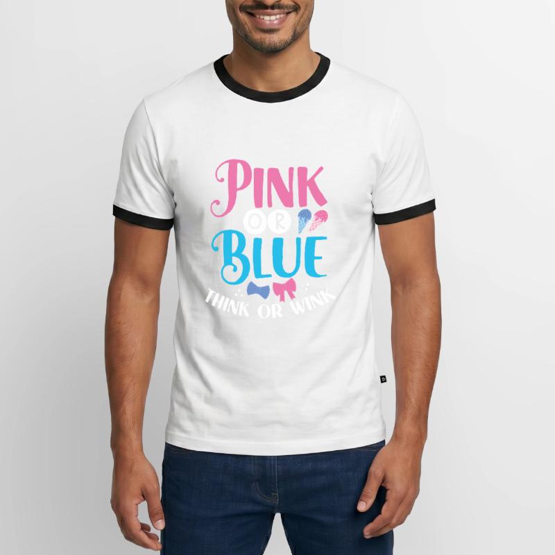 Rosa Oder Blau Denken Oder Zwinkern Männer Kontrast-T-Shirt