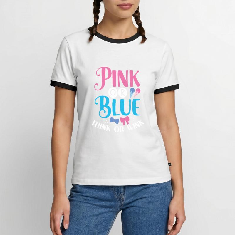 Rosa Oder Blau Denken Oder Zwinkern Männer Kontrast-T-Shirt