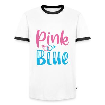Pink Oder Blau Waren Aufgeregt, Um Dich - Männer Kontrast-T-Shirt - Weiß/Schwarz - Vorne - AI Model Female 172 light (172cm) & AI Model Male 178 dark (178cm)