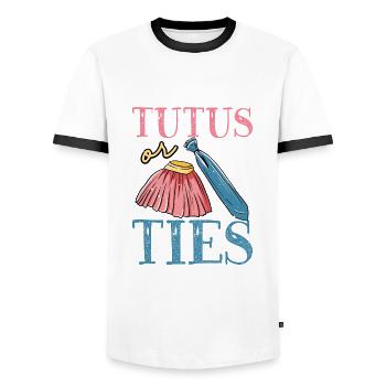 Tutus or ties - Men's Ringer Shirt - white/black - Front - AI Model Female 172 light (172cm) & AI Model Male 178 dark (178cm)