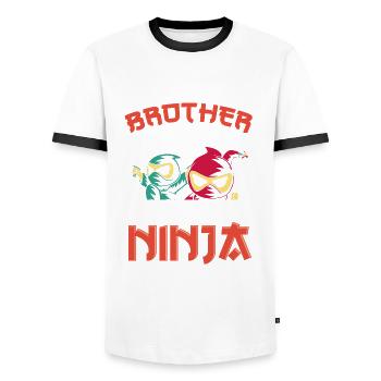 Frère du ninja d’anniversaire - T-shirt contrasté Homme - blanc/noir - Devant - AI Model Female 172 light (172cm) & AI Model Male 178 dark (178cm)