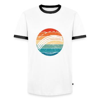 Colorful cricket ball - Men's Ringer Shirt - white/black - Front - AI Model Female 172 light (172cm) & AI Model Male 178 dark (178cm)