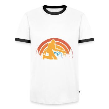 Cricket is the heart of summer - Men's Ringer Shirt - white/black - Front - AI Model Female 172 light (172cm) & AI Model Male 178 dark (178cm)
