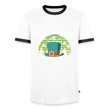 The leprechaun made me do it - Men's Ringer Shirt - white/black - Front - AI Model Female 172 light (172cm) & AI Model Male 178 dark (178cm)