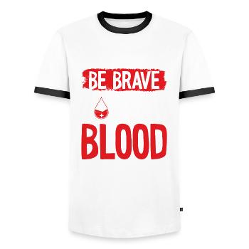Be brave, donate blood - Men's Ringer Shirt - white/black - Front - AI Model Female 172 light (172cm) & AI Model Male 178 dark (178cm)