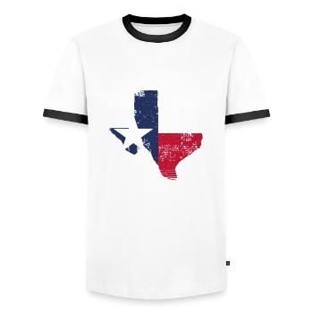 I love the state of Texas - Men's Ringer Shirt - white/black - Front - AI Model Female 172 light (172cm) & AI Model Male 178 dark (178cm)