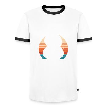 Ask me about my sourdough - Men's Ringer Shirt - white/black - Front - AI Model Female 172 light (172cm) & AI Model Male 178 dark (178cm)
