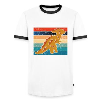 Dino Nuggets Vintage - Männer Kontrast-T-Shirt - Weiß/Schwarz - Vorne - AI Model Female 172 light (172cm) & AI Model Male 178 dark (178cm)