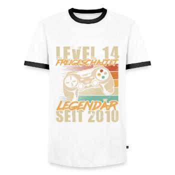 14 Geburtstag Gamer Jahrgang 2010 geboren - Männer Kontrast-T-Shirt - Weiß/Schwarz - Vorne - AI Model Female 172 light (172cm) & AI Model Male 178 dark (178cm)