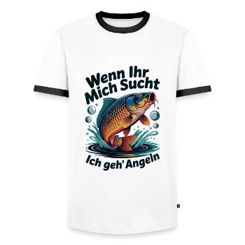 Wenn Ihr mich sucht - ich geh Angeln - Männer Kontrast-T-Shirt - Weiß/Schwarz - Vorne - AI Model Female 172 light (172cm) & AI Model Male 178 dark (178cm)