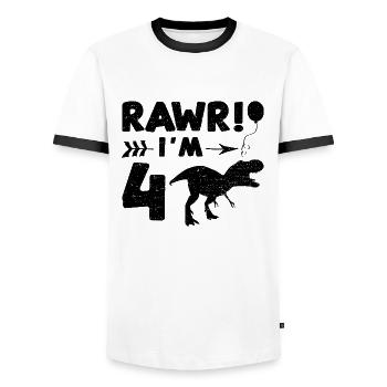 Rawr I'm 4 - 4th Birthday - T-shirt contrasté Homme - blanc/noir - Devant - AI Model Female 172 light (172cm) & AI Model Male 178 dark (178cm)