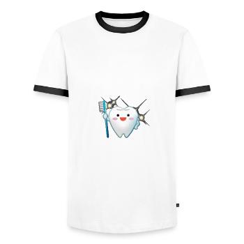 Tooth fairy - Men's Ringer Shirt - white/black - Front - AI Model Female 172 light (172cm) & AI Model Male 178 dark (178cm)