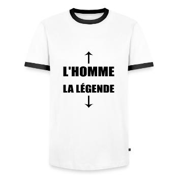 L'HOMME LA LÉGENDE - T-shirt contrasté Homme - blanc/noir - Devant - AI Model Female 172 light (172cm) & AI Model Male 178 dark (178cm)